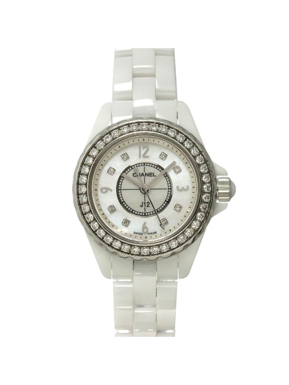 Chanel 29 Watch Bezel Diamond White Shell Ceramic Quartz